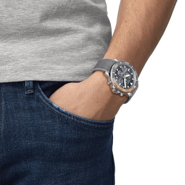 【TISSOT 天梭 官方授權】SEASTAR 1000海星系列 灰 潛水計時腕錶 禮物 推薦(T1204171708101)