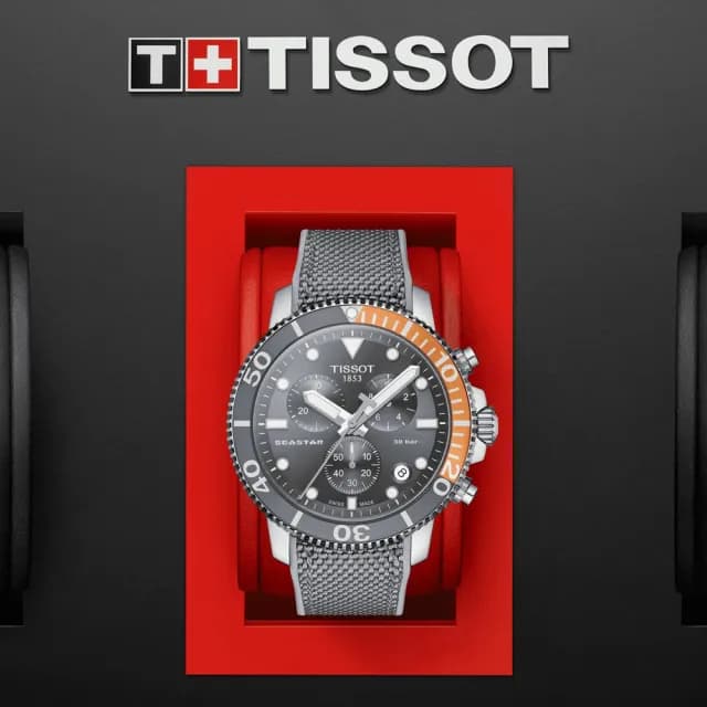 【TISSOT 天梭】SEASTAR 1000 灰 潛水計時腕錶 七夕 情人節 禮物 送禮 推薦(T1204171708101)