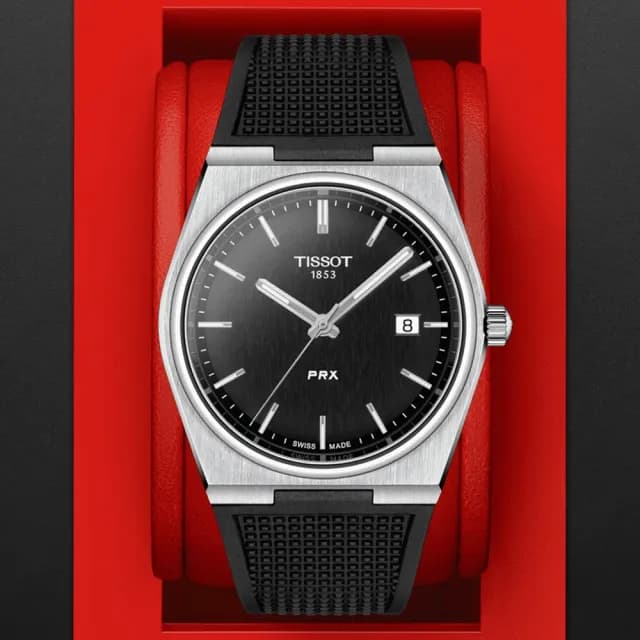 【TISSOT 天梭 官方授權】PRX系列 1970年代復刻 黑面 時尚腕錶 父親節 禮物 送禮 推薦(T1374101705100)