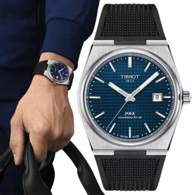 【TISSOT 天梭 官方授權】PRX系列 1970年代復刻 機械腕錶 畢業禮物 送禮 推薦(T1374071704100)