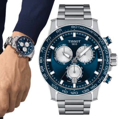 【TISSOT 天梭 官方授權】SUPERSPORT CHRONO 三眼計時腕錶 母親節 禮物 推薦(T1256171104100)