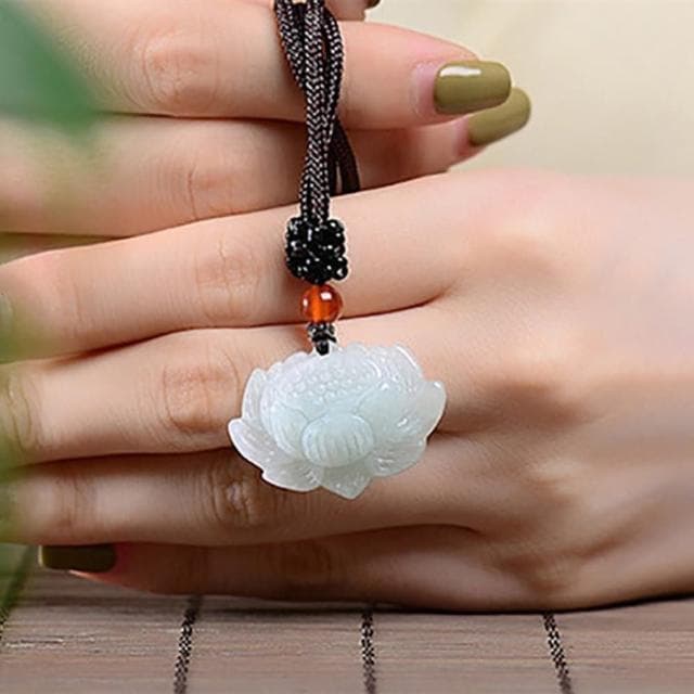 【Penny珮妮】緬甸A貨翡翠糯種蓮花吊墜項鍊毛衣鍊(母親節 生日禮 情人節 交換禮物 送女友 尾牙 新年 結婚)
