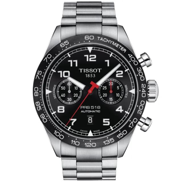 【TISSOT 天梭 官方授權】PRS 516 經典賽車 計時機械腕錶 父親節 禮物 送禮 推薦(T1316271105200)