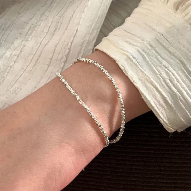 【MoonDy】情人節禮物 項鍊配 純銀配 女配件 多層次手鍊 正韓飾品 復古飾品 純銀手鍊 手鏈  銀飾 女生手鍊