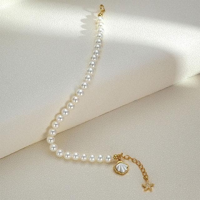 【MoonDy】情人節生日禮物 送女友 純銀釦環 手鍊 飾品 淡水珍珠  高品質 珍珠手鍊 純銀手鍊 純銀飾品