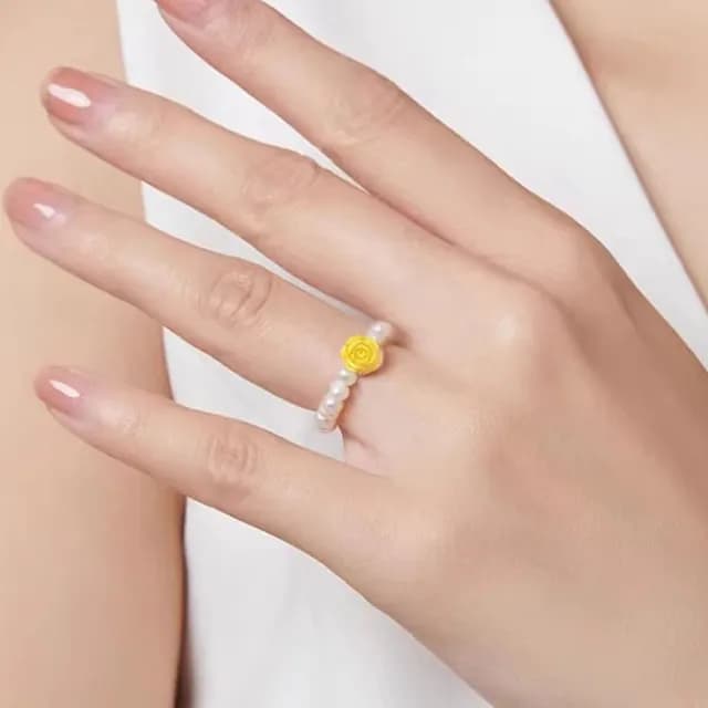 【Penny珮妮】黃金999珍珠彈力繩指環戒指3款可選(母親節 送女友 交換禮物  生日禮 情人節 尾牙 新年 結婚)