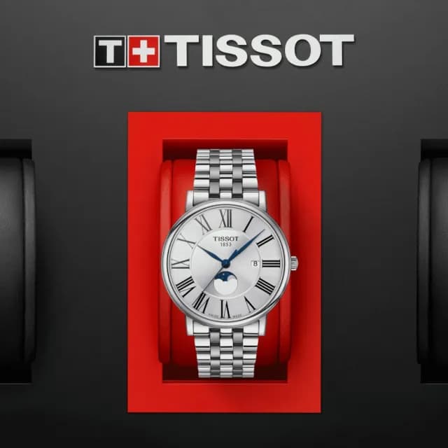 【TISSOT 天梭 官方授權】CARSON系列 簡約時尚月相腕錶 畢業禮物 送禮 推薦(T1224231103300)