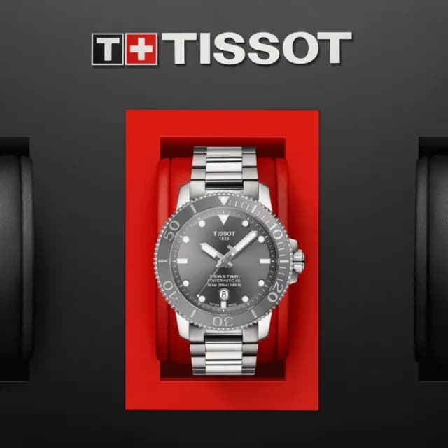 【TISSOT 天梭 官方授權】SEASTAR 1000 海星系列 潛水機械腕錶 父親節 禮物 送禮 推薦(T1204071108101)
