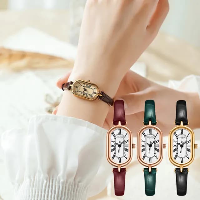 【JULIUS 聚利時】凡爾賽斯 皮革復古橢圓形腕錶 JA-1432(四色/18X27mm)