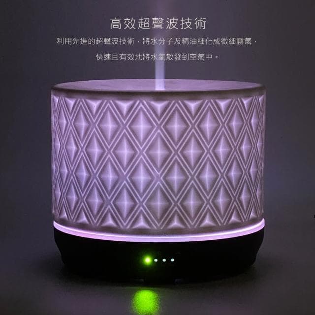 【Earnest Living】菱形陶瓷水氧機 500ml(加濕器/薰香機/香氛機/精油燈/水氧機)