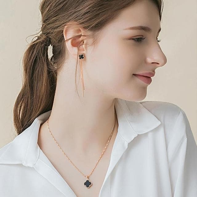 【MoonDy】項鍊 純銀項鍊 飾品 女生項鍊 項鏈女 精品項鍊 瑪腦項鏈 四葉草項鍊 女朋友生日禮物 不過敏項鍊