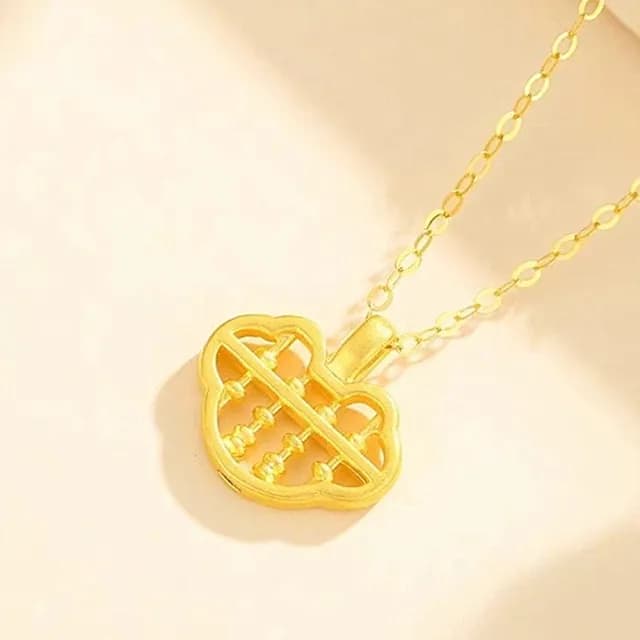 【Penny珮妮】黃金999迷你如意算盤吊墜項鍊(母親節 交換禮物  生日禮 情人節 尾牙 新年 結婚)