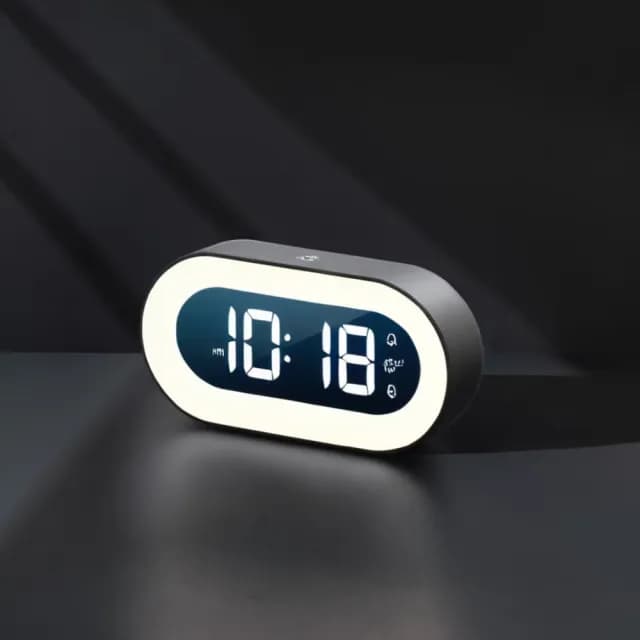 【裝飾小屋】北歐風橢圓智能LED小夜燈鬧鐘(18首鈴聲 貪睡鐘 床頭燈 學生 電子鐘 大數字時鐘 生日禮物)