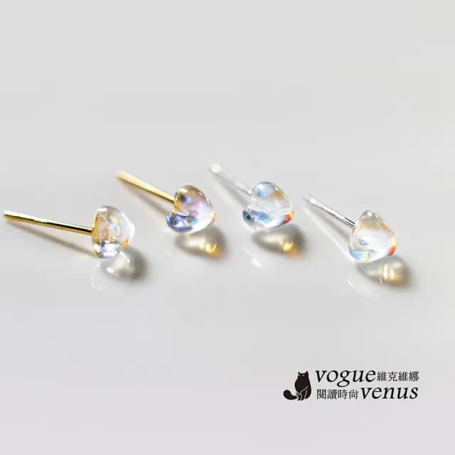 【維克維娜】炫彩琉璃愛心925純銀耳環