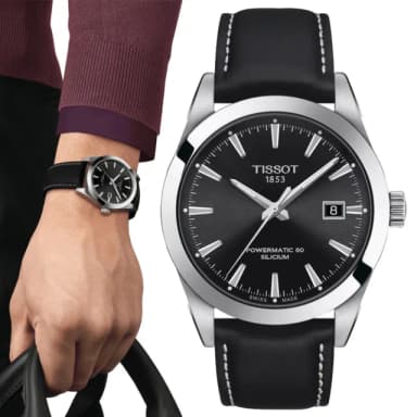 【TISSOT 天梭 官方授權】GENTLEMAN系列 矽 機械腕錶 母親節 禮物 推薦(T1274071605100)