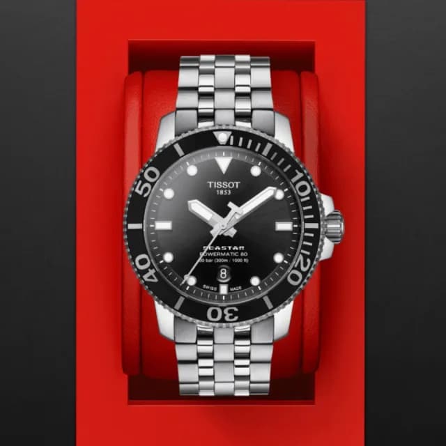 【TISSOT 天梭 官方授權】SEASTAR1000海星系列 潛水機械腕錶 父親節 禮物 送禮 推薦(T1204071105100)