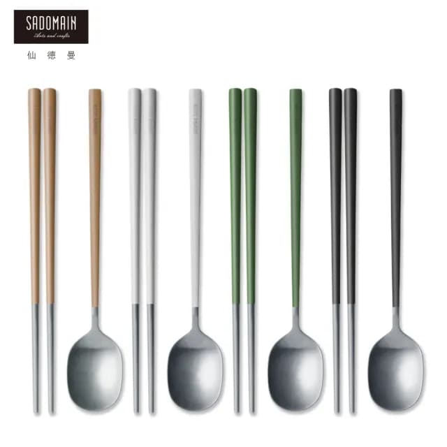 【仙德曼 SADOMAIN】（４套入組）露營餐具組(湯匙/抗菌餐具/環保餐具/筷子/環保筷)