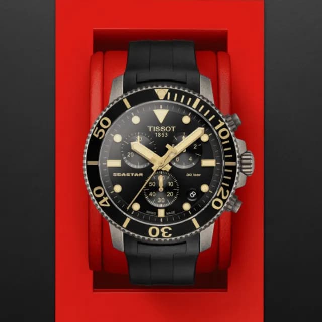 【TISSOT 天梭 官方授權】SEASTAR1000海星系列 潛水計時腕錶 父親節 禮物 送禮 推薦(T1204173705101)