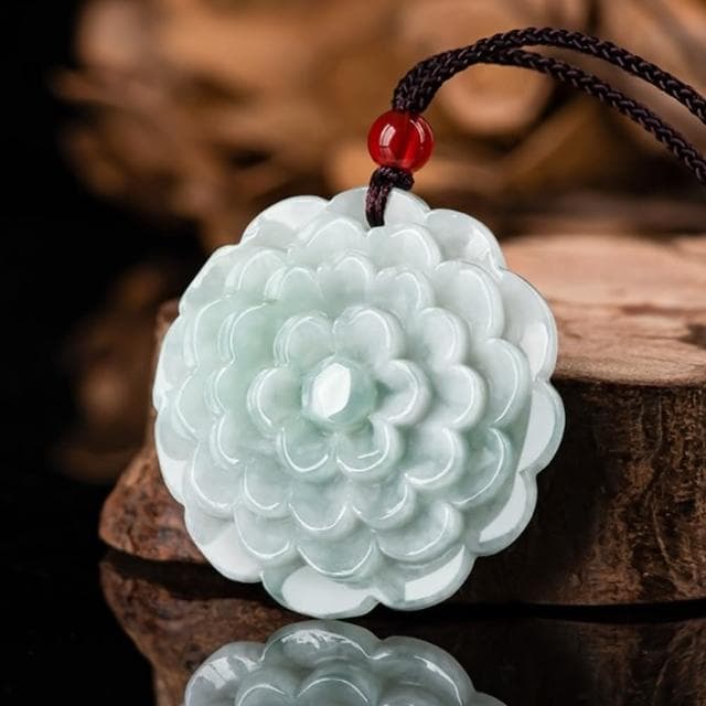 【Penny珮妮】緬甸A貨翡翠牡丹項鍊吊墜毛衣鍊(母親節 交換禮物  生日禮 情人節 尾牙 新年 結婚)