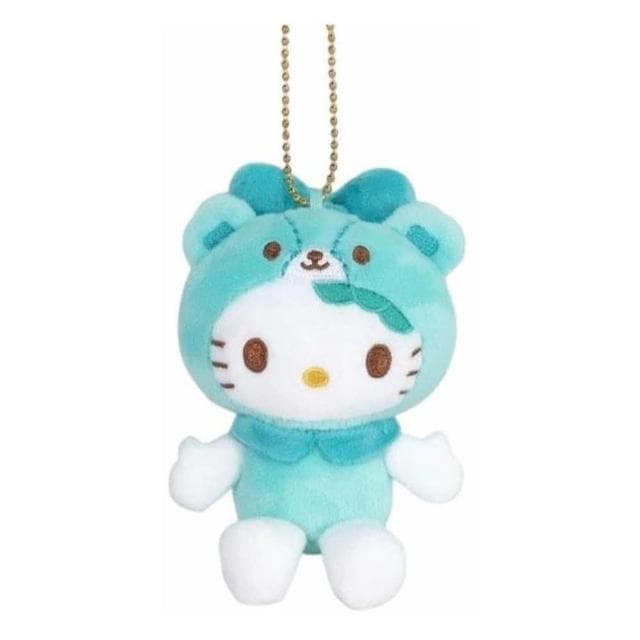 【小禮堂】母親節禮物 Sanrio 三麗鷗 Hello Kitty 絨毛玩偶吊飾 淺藍綠熊裝 變裝50週年(平輸品)