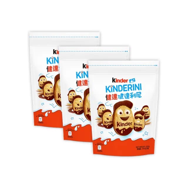 【Kinder】Kinderini健達利尼250gx3包(牛奶及可可口味奶油酥餅)