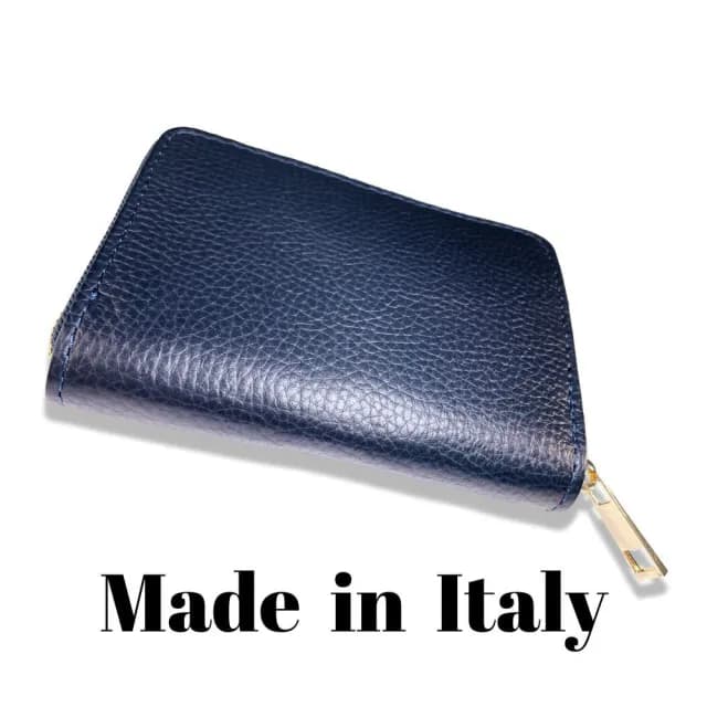【iTa.a】情人節禮物 100%義大利Tuscany製。100%頂級植鞣真皮包包 革(翡冷翠實用短夾-深夜的海洋藍)