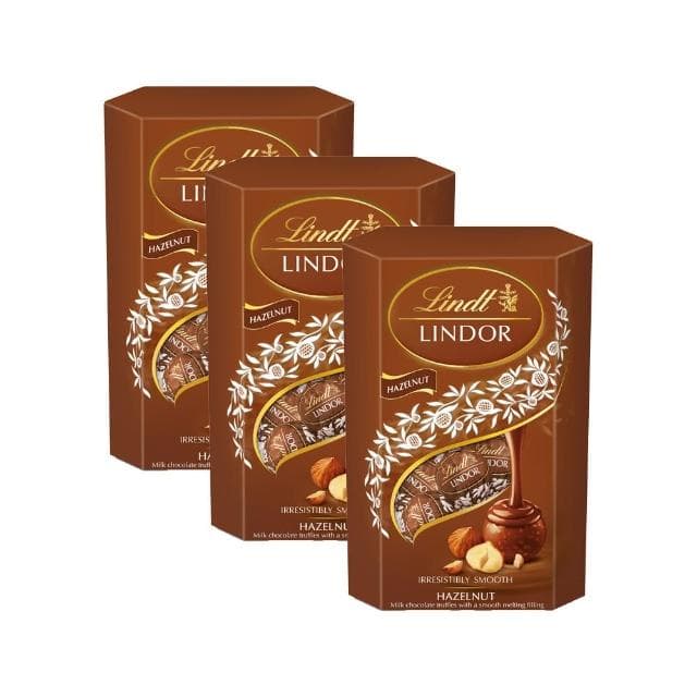 【Lindt 瑞士蓮】Lindor榛果夾餡牛奶巧克力 200g(3入組 送禮首選 送禮推薦)