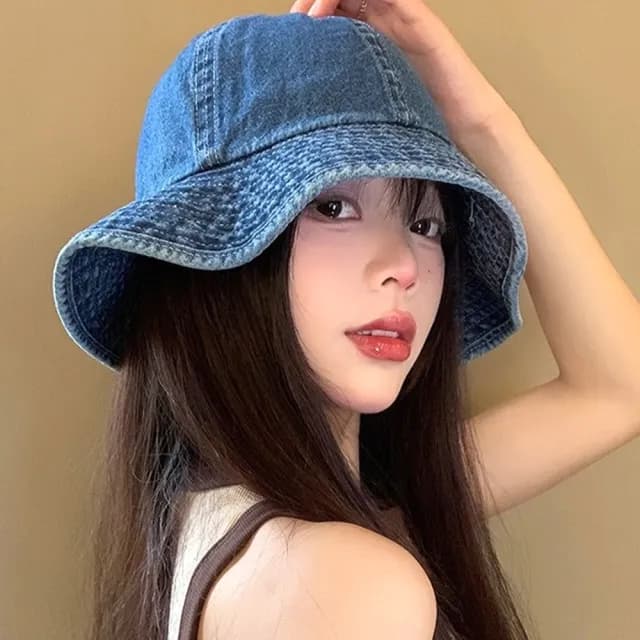 【LEEHER】父親節禮物 牛仔漁夫帽/漁夫帽/牛仔帽/帽子/日系帽子/大頭圍/遮陽帽/百搭/女生帽子/甜酷/男女通