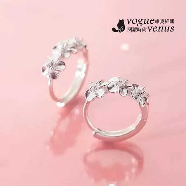 【維克維娜】水鑽3朵花易扣式925純銀耳環