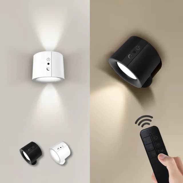 【gin gin】免施工 免鑽孔 LED 遙控 壁燈 輕量/投射_兩款可選(LED燈 磁吸燈 夜燈 閱讀燈 交換禮物)