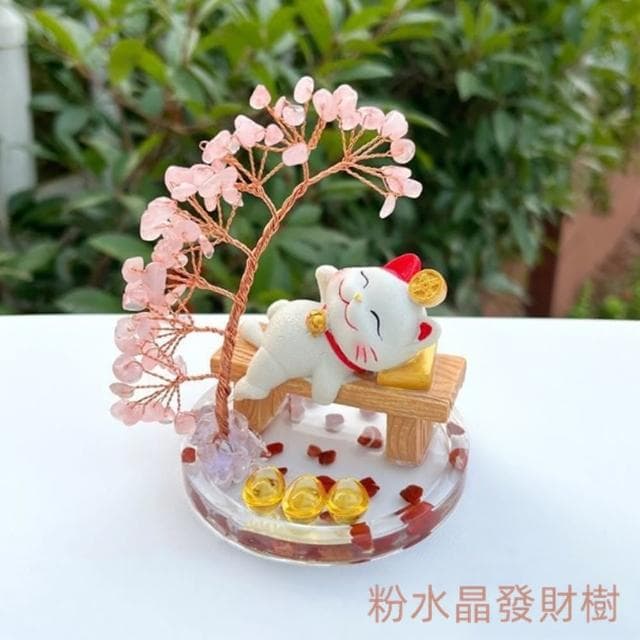 【JEN】水晶許願招財樹招財貓3款可選(開業送禮 喬遷 入新居 生日禮物 交換禮物 尾牙 新年)