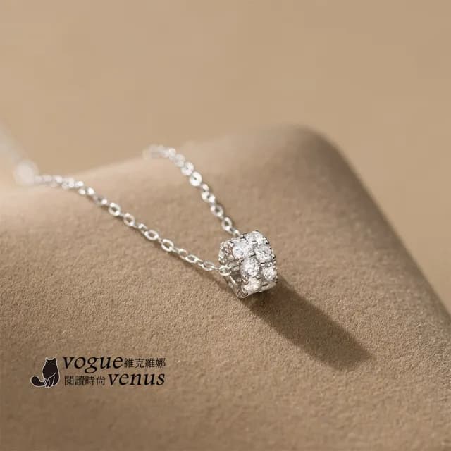 【維克維娜】水鑽轉運滾輪925純銀項鍊