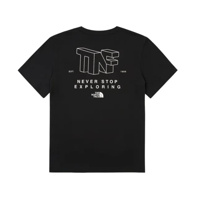 【The North Face】TNF 休閒 舒適透氣短袖T恤 U REG LOGO TWIST SS TEE GRAPHIC-AP 男 女 黑(NF0A8EYAJK3)