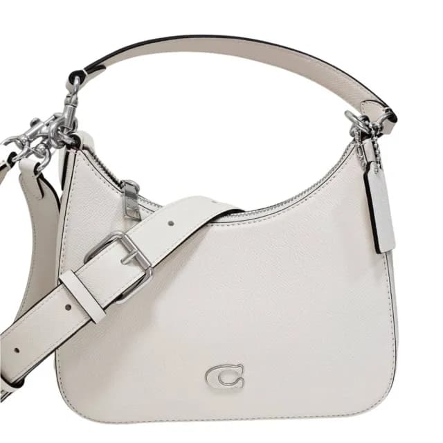 【COACH】專櫃款 經典 SIGNATURE 帆布襯裡雙背帶斜背手袋三款背帶(紫色/白色/贈原廠防塵袋紙袋)