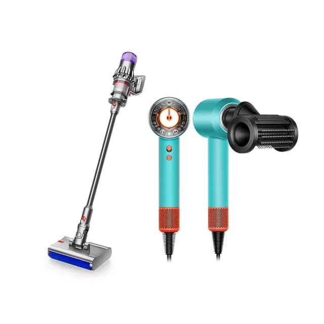 【dyson 戴森】HD16 智慧溫控吹風機(綠松石) + SV52 輕量無線洗地吸塵器(銀灰)(超值組)