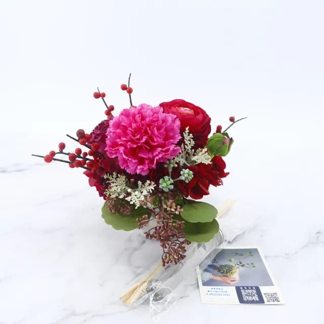 【HUGO DECO 榆果傢飾】紫康乃馨紅陸蓮香氛花禮(母親節/人造盆栽/綠化/佈置/禮物)