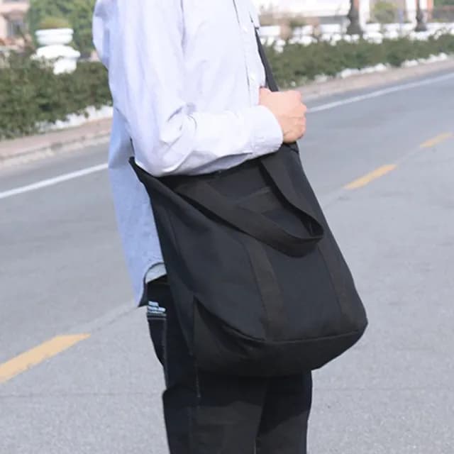 【LEESA】父親節禮物 帆布側背包\包包\手提包\帆布包\黑色包包\休閒單肩包\日系包包\手提斜背包\大學生包包