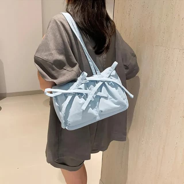 【KT DADA】情人節禮物 大容量肩背包 可愛包包 超能裝包包 女尼龍托特包 蝴蝶結包包 肩背包 輕量單肩包 尼