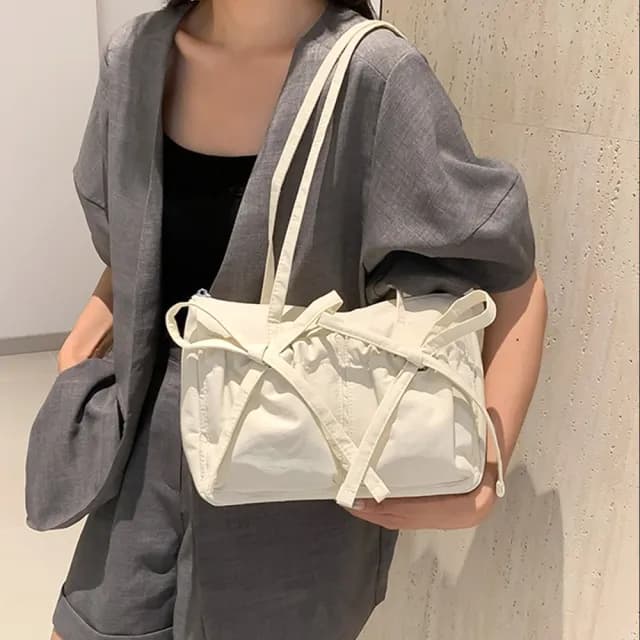 【KT DADA】情人節禮物 大容量肩背包 可愛包包 超能裝包包 女尼龍托特包 蝴蝶結包包 肩背包 輕量單肩包 尼