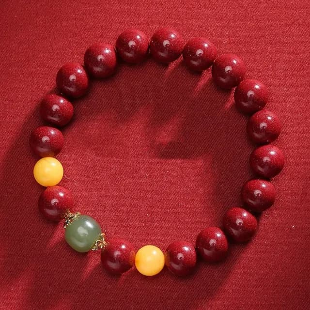 【Dioi 珠寶】雙11限定 天然硃砂手串 蜜蠟紫金砂手串 和田玉手鍊 飾品 10mm(招財開運/吉祥如意)