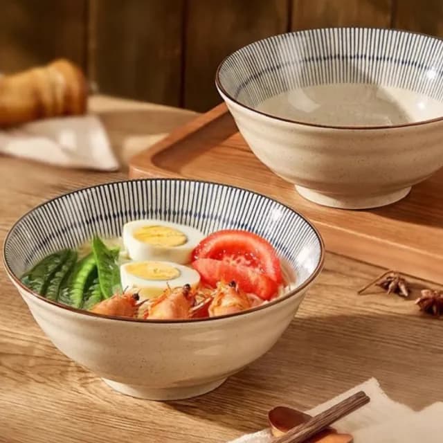 【渥思】藍雨和風手繪深碗(湯碗.碗公.餐具.陶瓷碗.入厝禮)