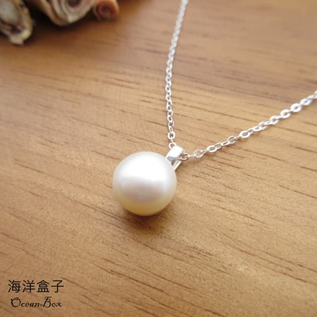 【海洋盒子】簡約優雅天然淡水珍珠999足銀純銀項鍊(女用短鍊)