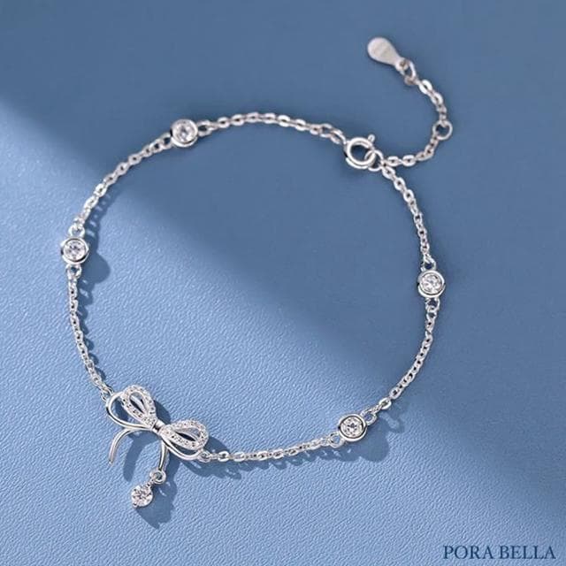 【Porabella】S999純銀靈動蝴蝶結手鍊 蝶夢鏈墜手鍊 輕奢百搭 閨蜜情侶生日禮物 純銀手鍊 Bracelet