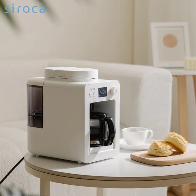 【Siroca】自動研磨咖啡機 SC-A3520W 白(濃郁/清爽功能鍵)