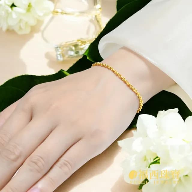 【福西珠寶】雙119999黃金手鍊 桂花鍊實心手鍊(金重2.12錢正負0.03錢)