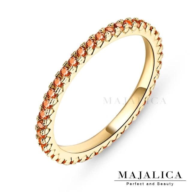 【Majalica】純銀戒指．金色尾戒．新年禮物(D款橘鋯)