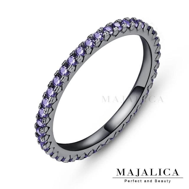 【Majalica】純銀戒指．黑色尾戒．新年禮物(F款紫鋯)