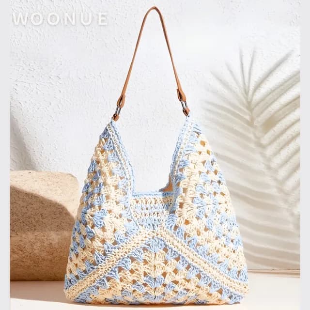 【WOONUE】歐美專櫃夏天時尚高質感麻繩編織包手提包側背包(閨蜜女友老婆生日情人節禮物)