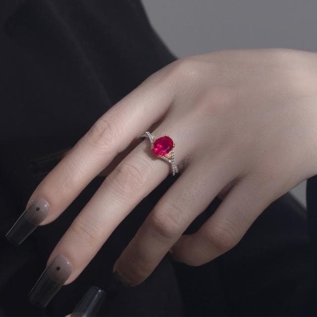 【LEESA】鴿血紅戒指\華麗戒指\戒指\銀戒\指環\歐美戒指\寶石戒指\純銀戒指\婚戒\紅寶石戒指\送女生\禮物