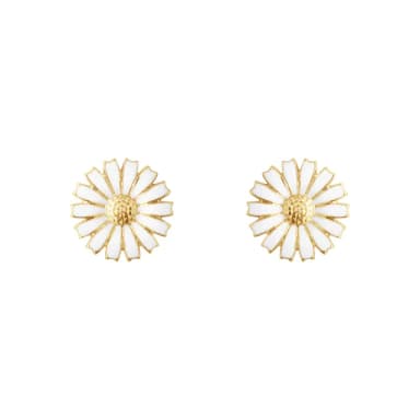 【Georg Jensen 官方旗艦店】DAISY 耳釘 - 線上獨賣款(18K黃金電鍍純銀 白瓷琺瑯)